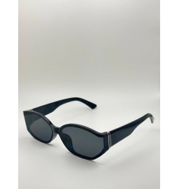 Dark blue cat-eye frame...